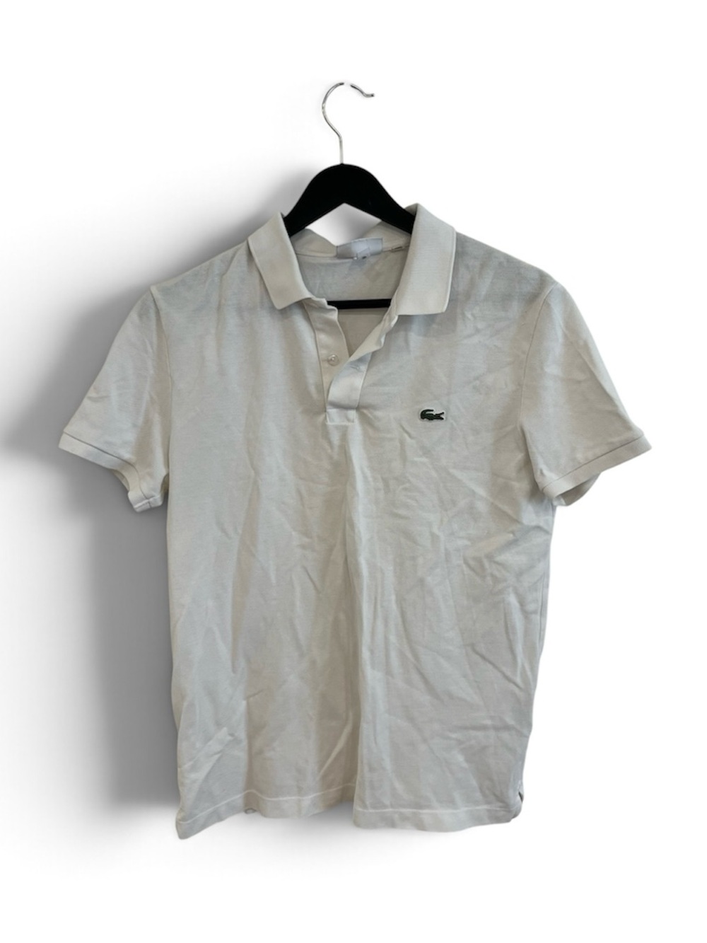 Lacoste Men's Light White Polo with Green Croc Logo